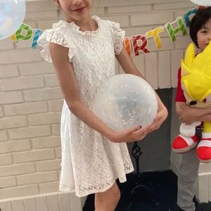 Girl White Lace Button Dress Slip 10 Large